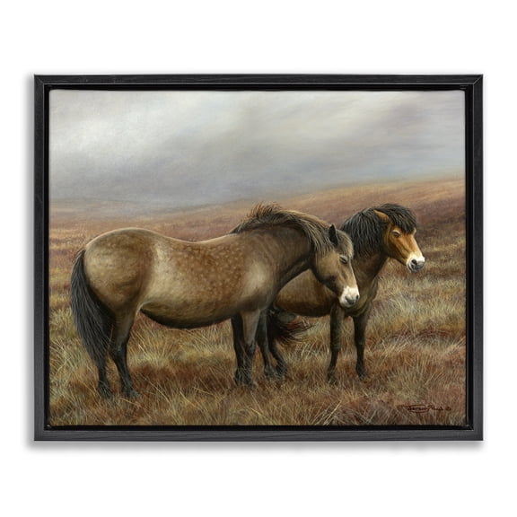 Stupell Industries Traditional Horses Dark Country Field Black Floating Frame Canvas Art, 21 x 17, by Jeremy Paul