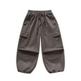 thumbnail image 4 of Ashirexll Kids Cargo Pants Solid Color Adjustable Cuffed Pants with Pockets Elastic Waist Casual for 5-15 Year, 4 of 6
