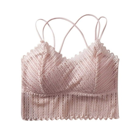 Bra and Panty Sets for Women 1 Bra V Neck Cami Padded Seamless Bralette Sleeping Bras Push Up Tank Underwear V-Neck Padded Bra Hook and Eye Closure T-Shirt Bra Style Y-275   Pink-a One Size