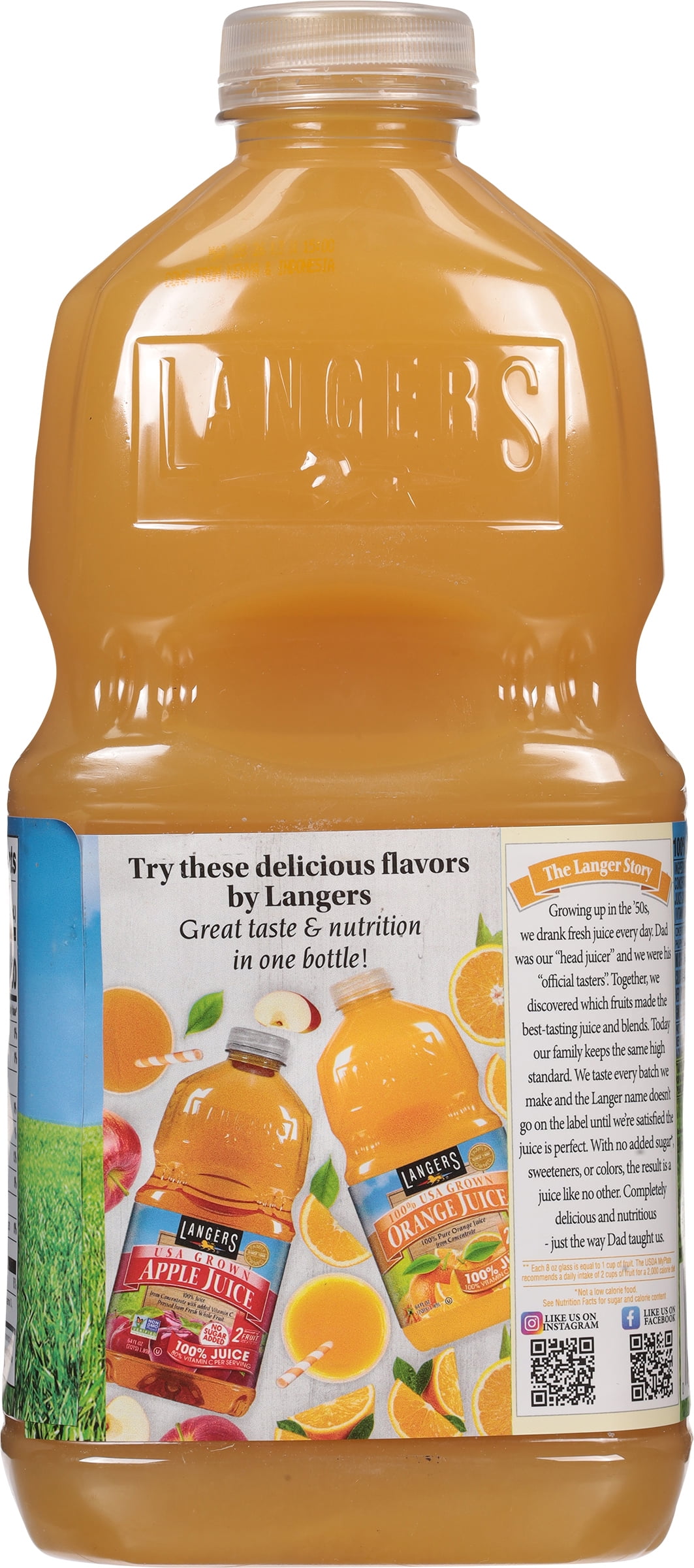(2 pack) Langers Pineapple Juice 100% Pure, 64 Fl Oz – Natural Sweetness and Refreshing Taste