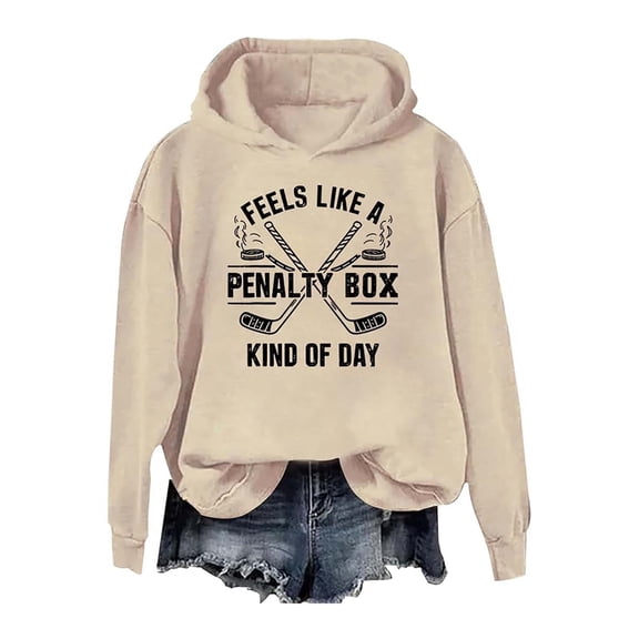 Puliio Women's Hockey Graphic Hoodies Long Sleeve Loose Fit Casual Daily Pullover Sweatshirt