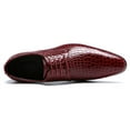 thumbnail image 4 of Santimon Men Derby Shoes Crocodile Pattern Pointed Toe Lace Up Oxford Shoes Business Leather Dress Shoes Red 9 US, 4 of 8