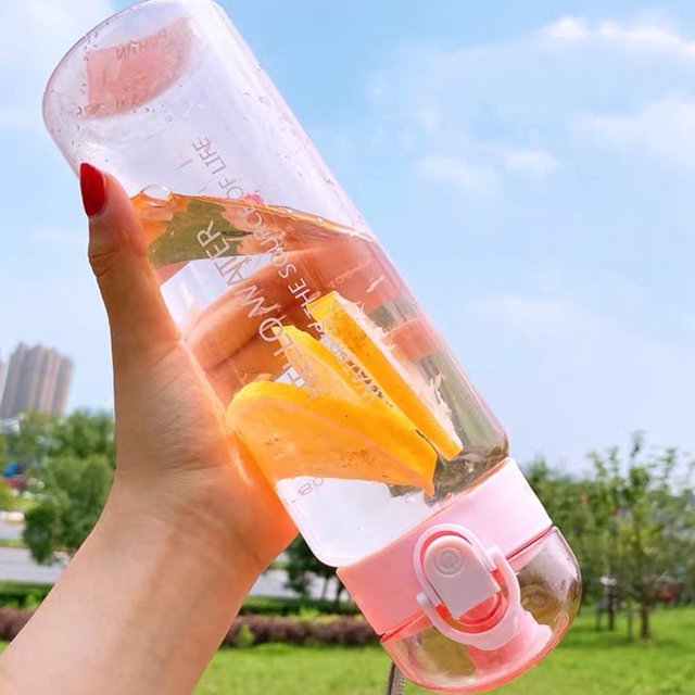 Hot Plastic Water Bottle for Drinking Portable Sport Tea Coffee Cup Kitchen Tools Kids Water Bottle for School Transparent GiftFrosted-Black780ML He Qiyong unisex