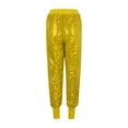 thumbnail image 4 of XIAONU Women's Sequin Harem Pants Elastic Waist Sparkly Design Trousers Loose Fit Dance Style Party Bottoms Yellow, 4 of 8