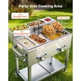 thumbnail image 3 of VEVOR Outdoor Propane Deep Fryer, 2 Burners (11,600 BTU Each), Commercial Fryer with Two 1/3 Size Food Warming Pans, Multi-Purpose Frying Cart with 4 Lockable Wheels, for Fried Chicken & Fries, 3 of 10