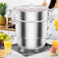 thumbnail image 5 of Ktaxon 4.5Qt Steam Juicer Extractor Stainless Steel, Juice Steamer Pot for Fruit & Vegetables with Tempered Glass Lid Clamp, Loop Handles, Ideal for Making Juice, Jelly, Pasta, 5 of 8