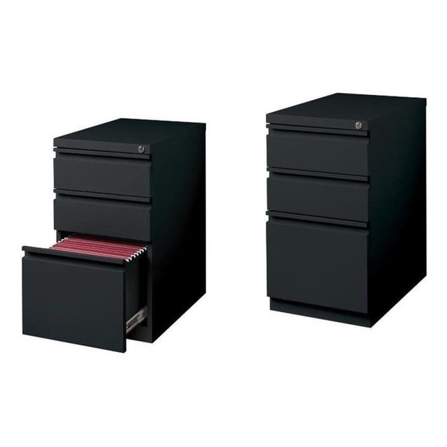 Set of 2 Value Pack 3 Drawer Mobile File Cabinet File in Black