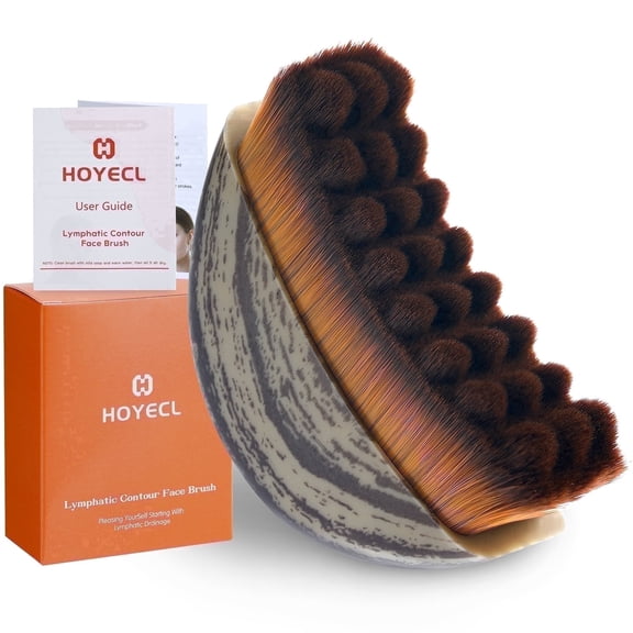HOYECL No Oil Face Sculpting Lymphatic Brush for Women, Soft Facial Dry Brush for Lymphatic Drainage, Restore Natural Contour,Sculpt Jawline&Firm Skin,Designed for Sensitive and Thin Skin