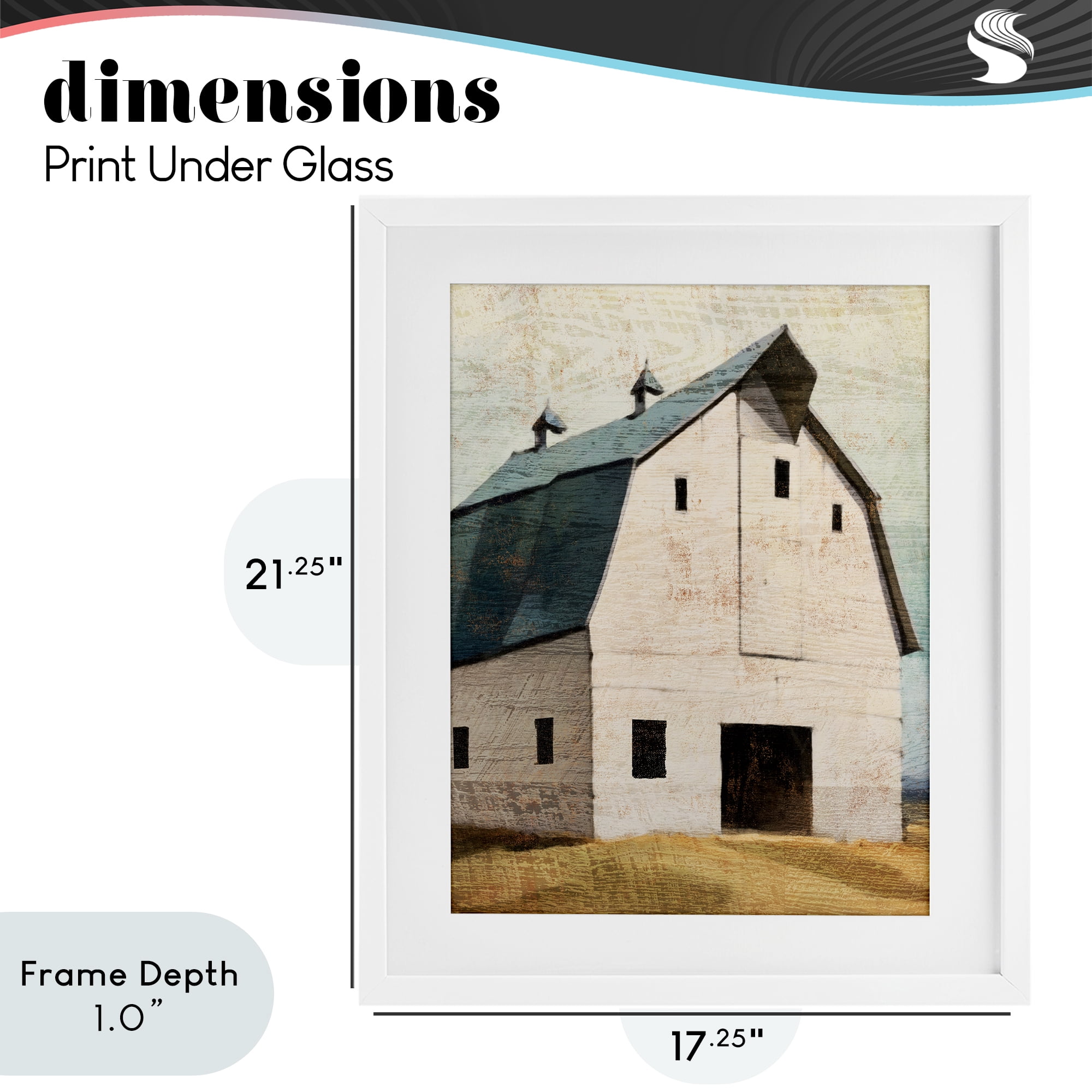 Stupell Industries Rustic Big Barn Blue White Framed Print Under Glass, design by Susan Jill