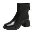 thumbnail image 1 of NECHOLOGY Botas Mujer Adulto Femenino Zapatos Botines de mujer Moda mujer cuero artificial otoño suela gruesa tacones cuadrados cremallera botines cortos zapatos de punta redonda (Black, 8), 1 of 4