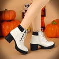 thumbnail image 2 of Unique Bargains Women's Rounded Toe Side Zip Combat Block Heel Ankle Boots, 2 of 6