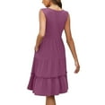 thumbnail image 4 of Hauts pour Femmes Vêtements de Printemps et d'Automne Hauts Amples Unis Aguichant à Col en V Robes Sans Manches avec Poches Confortables Boho Robe Midi Soleil Vacances de Printemps Voyage Plage Vacances Vêtements Hauts Grande Taille pour Femmes, 4 of 8