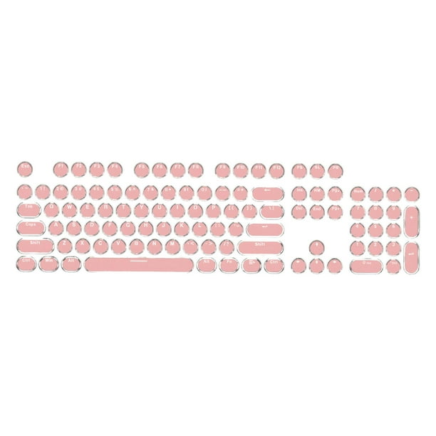 Juego de teclas Gaming Pudding para teclados mecánicos, 104 teclas, tipo máquina de escribir Rosa