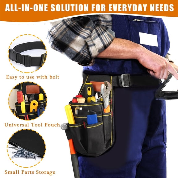 Small Tool Pouch Adjustable Multi Layer Industrial Grade Thickened Wear-Resistant Oxford Cloth for Electricians