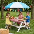 thumbnail image 6 of Wooden Kids Picnic Table, 3-in-1 Sand and Water Activity Table with Umbrella for Outdoor, Kid's Picnic Table with Benches, Adjustable Umbrella Included, Gift for Boys Girls Age 3-8, White & Gray, 6 of 11