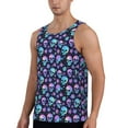 thumbnail image 2 of KLL Blue Skull Flower Print Men's Muscle Gym Workout Stringer Tank Tops Bodybuilding Fitness T-Shirts Tank Tops Men-X-Large, 2 of 7