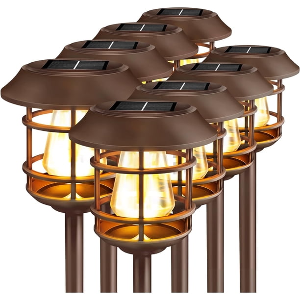 8 Luces Solares para Exteriores, para Jardín, Patio, Camino, Entrada, Impermeables, con Encendido y Apagado Automático, para Césped, Patio, Jardín, Camino, Blanco Cálido.