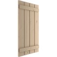 thumbnail image 4 of Ekena Millwork 23 1/2"W x 30"H Rustic Four Board Spaced Board-n-Batten Knotty Pine Faux Wood Shutters (Per Pair), Primed Tan, 4 of 11
