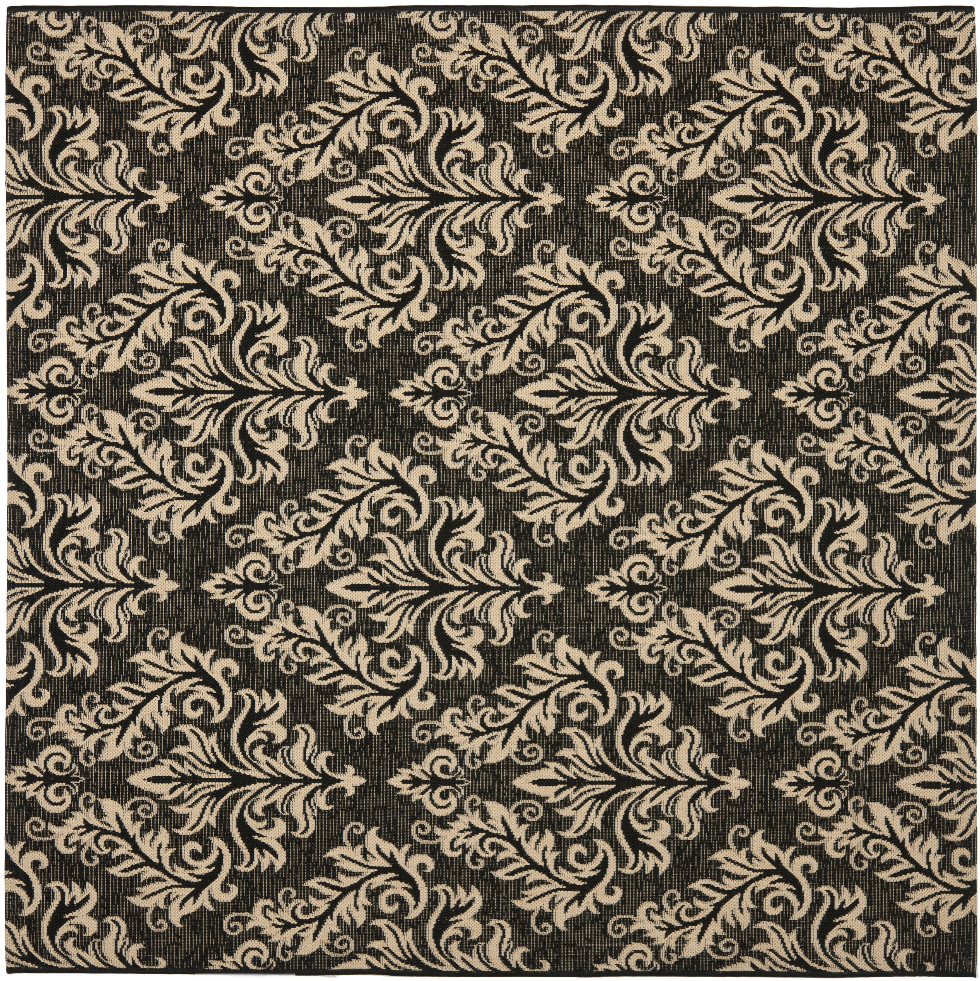 Safavieh Courtyard Anna Damask Indoor/Outdoor Area Rug, Black/Creme, 6'7" x 6'7" Square