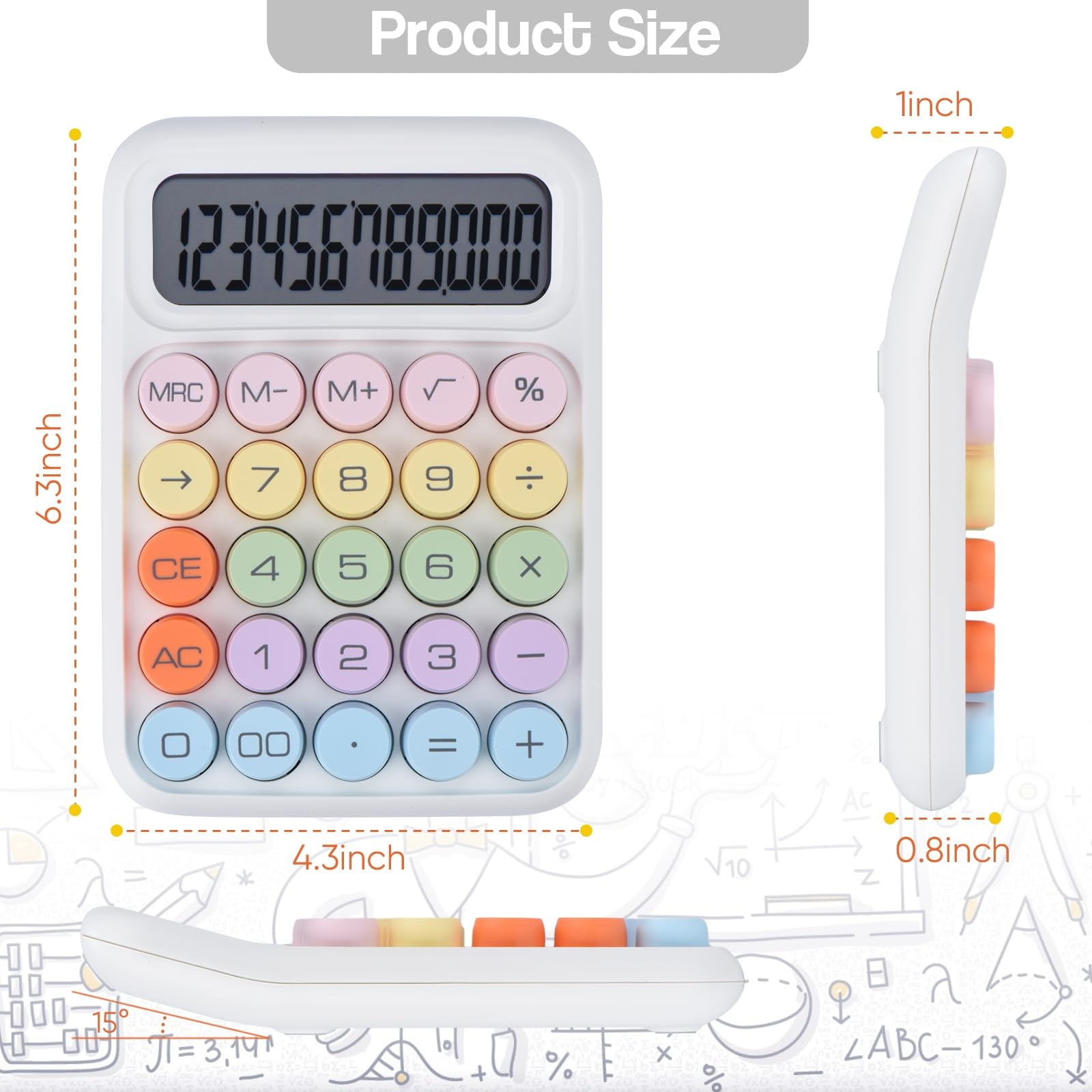 Clearance Office cabinet under $9,Creative Colorful Candy Colored Electronic Calculator 12 Digit Large LCD Display And Big Round Buttons Typewriter Mechanical Key Calculator For School Home 2PC