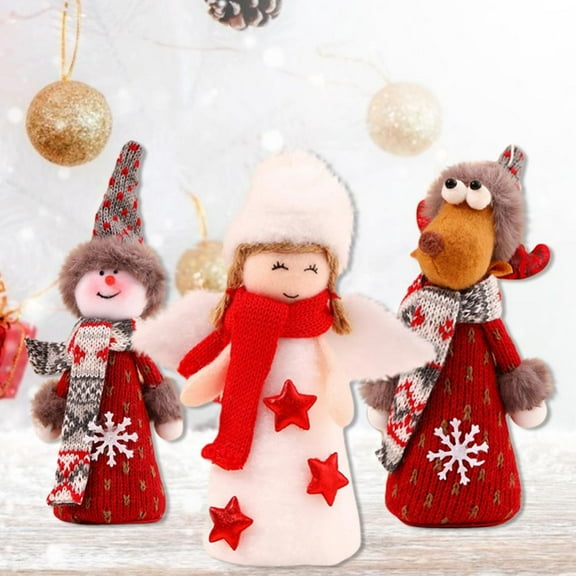 4PCS/Set Christmas Ball Ornaments Christmas Ornaments Gift Santa Claus Snowman Tree Reindeer Toy Doll Hang Decorations