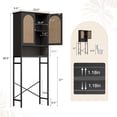 thumbnail image 5 of Conate Rattan Over The Toilet Storage Cabinet, Bathroom Storage Cabient with Rattan Doors, Metal Legs and Adjustable Shelf, Bathroom Storage Shelf Organizer, Black, 5 of 6