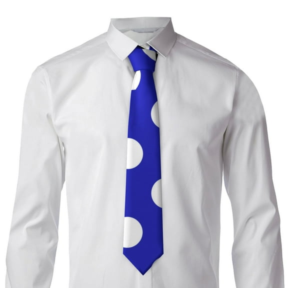 Goofa Blue And White Polka Dot Pattern Men's Necktie Classic Silk Tie Woven Jacquard Neck Ties Necktie for Business and Wedding Formal Neckties