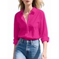 thumbnail image 3 of Camisa de Larga con Botones para Mujer, Corte Clásico, Blusa para Oficina y Trabajo. Rosa Roja XL, 3 of 6
