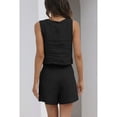 thumbnail image 2 of EASYBRA Women Cotton Linen 2 Piece Casual Set Sleeveless Top Three Quarter Shorts Summer Outfit Solid Color Sizes S-XXL, 2 of 5