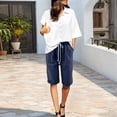 thumbnail image 2 of yillto Women Shorts 7 Inch Elastic Waist Drawstring Loose Shorts Plus Size Summer Causal Shorts with Pockets, 2 of 7