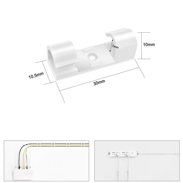 Clip de cable autoadhesivo de 20 piezas blanco
