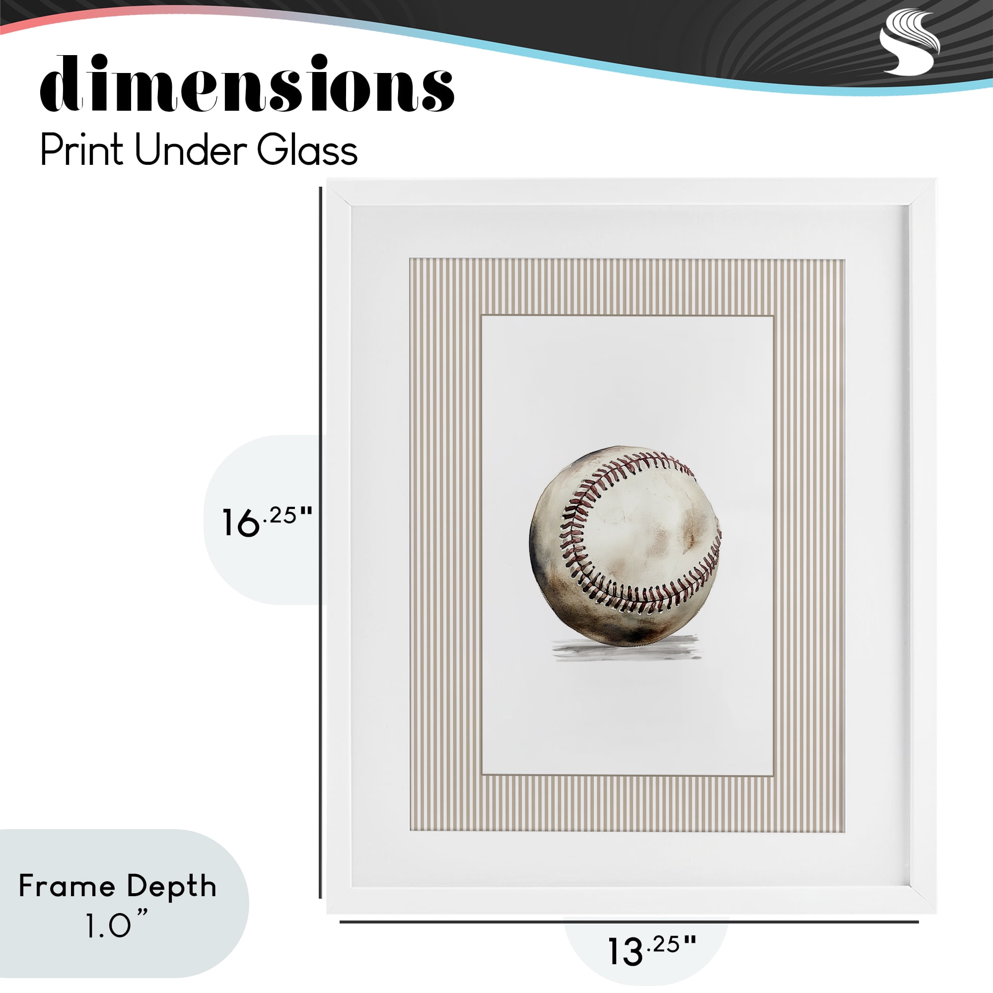 Stupell Industries Vintage Sports Baseball White Framed Print Under Glass, design by Christine Simpson Art