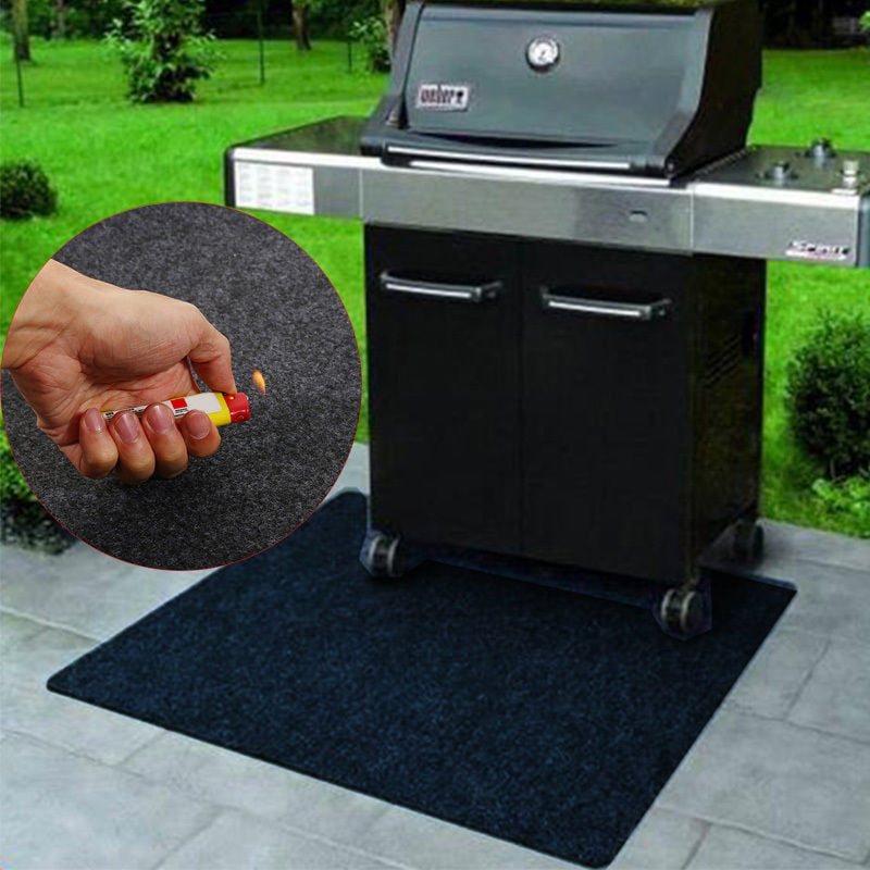 36” YUESUO Round Under Grill Splatter Mat Fireproof Heat Resistant BBQ Gas Grill Garage Cabinet Protective Deck and Patio Mat Rug for Outdoor Backyard 