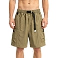 thumbnail image 2 of Nmnitkp Men's Quick Dry Cargo Shorts Elastic Waist with Adjustable Belt Multi-Pocket Breathable Outdoor Hiking Casual Summer Shorts for Men Khaki,M, 2 of 6