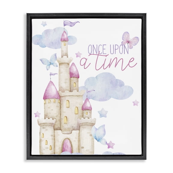 Once Upon A Time Castle Black Framed Floater Canvas Wall Art, design by Kim Allen