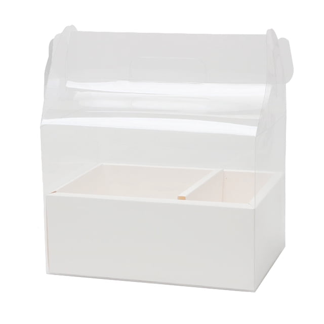 Bearachild Caja de regalo de PVC, bolsa transparente para pastel de caramelo, cajas de flores portátiles, suministros para recuerdo de fiesta de boda, Almacenamiento y organización del hogar Blanco Bearachild HA081341-05