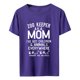 thumbnail image 4 of Camiseta holgada con estampado de letras y cuello en O para el día de la madre Top informal de manga corta Pompotops  hkajfhjk464540, 4 of 5