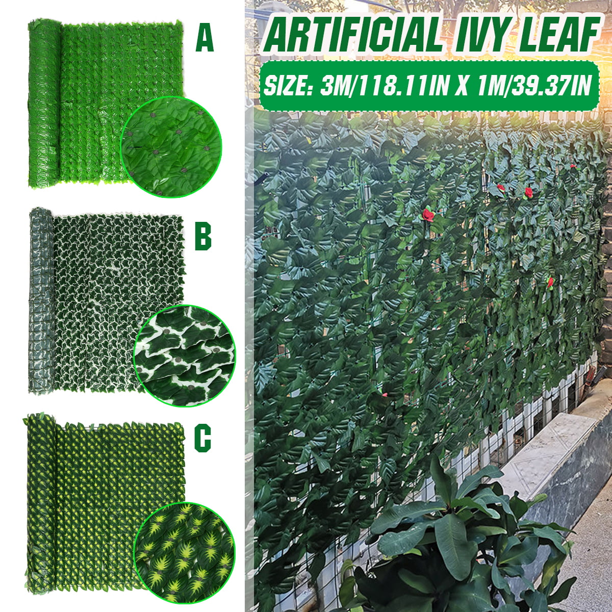94" X 39" Faux Ivy Privacy Artificial Fence Screen Hedge Wall Fencing Outdoor X2 
