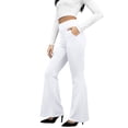thumbnail image 2 of Women's High Waist Bootcut Yoga Pants Tummy Control Flared Workout Pants with Basic/Side Pockets White 2XL, 2 of 5