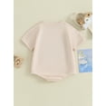 thumbnail image 5 of FEORJGP Infant Baby Boys Girls Summer Jumpsuit 0-2Y Newborn Fuzzy Letter Embroidery Bodysuit Round Neck Playsuit Short Sleeve Romper Toddler Loose Casual Clothes, 5 of 9