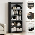 thumbnail image 3 of IDEALHOUSE Bookcases 5 Shelf, Black, Arched Bookshelf, Rustic Display Bookcase, Wooden Base, Vintage Style for Living Room, Office, Library, 3 of 7