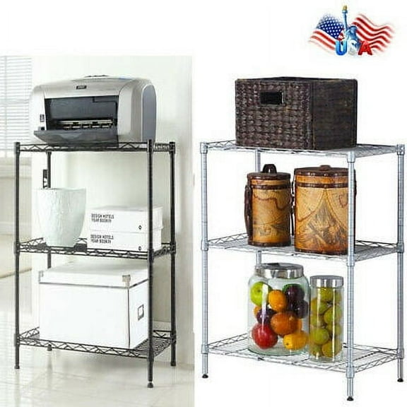 3-Shelf Storage Shelf Wire Shelving Unit Metal Shelves Unit Storage Adjustable, Standing Shelf Units, 23" x 13" x 31"