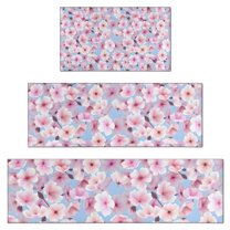 Pioneer Flower Floral Print Pattern Kitchen Rugs Sets Of 3,Kitchen Runner Rugs Non Skid Washable,Decorative Kitchen Floor Mats for Kitchen,Sink,Laundry,17"x30"  17"x47"   17"x59"
