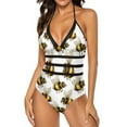 thumbnail image 3 of One Piece Swimsuit Women Tummy Control - V Neck Honey Bee Realistic Cute Halter Swim Suits for Women 2025, Padded Full Coverage Bathing Swim Suit for Women, 3 of 7