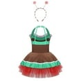 thumbnail image 4 of YiZYiF Girls Christmas Gingerbread Dress with Hair Hoop Holiday Dance Cookie Role Play Outfit Brown 6, 4 of 7