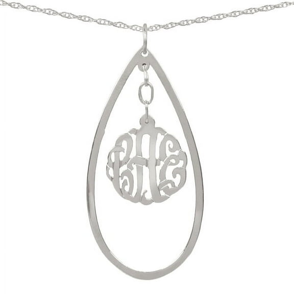 14K Gold Plated Sterling Silver or Sterling Silver Personalized Teardrop Hanging Pendant Monogram Drop Necklace
