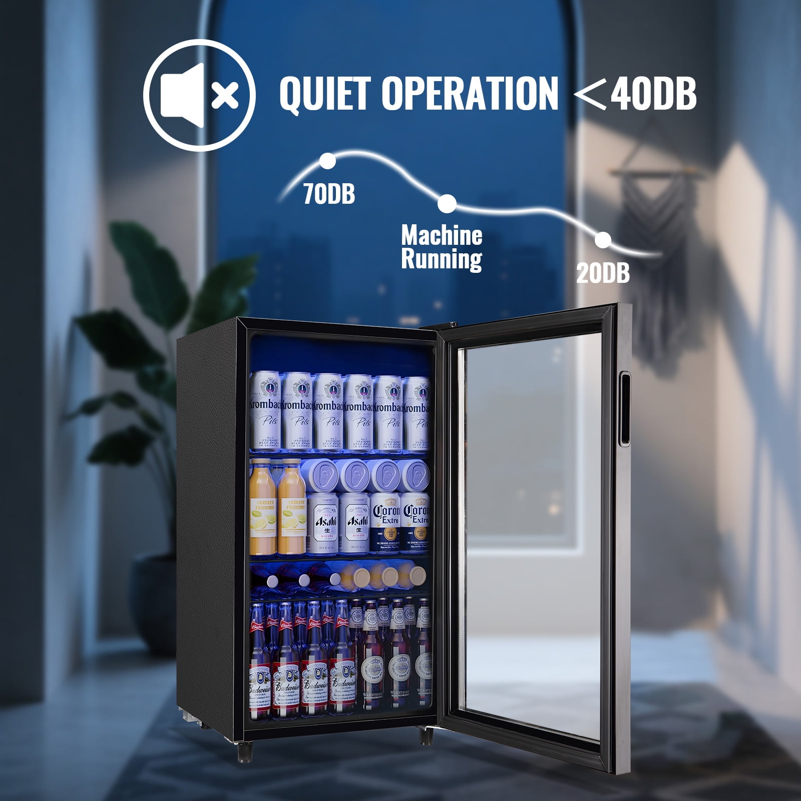 TACOOL Small Beverage Cooler 130 Can Beverage Refrigerator Cooler, 3.5 Cu.Ft Drink Mini Fridge Glass Door for Soda Beer Black
