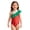 RedD, variant on QNANSPI Girls 2 Piece Swimsuit, Casual Beach Swimwear, Little Girls One-Shoulder Strap Two-Piece Bathing Set for Beach Pool Summer Vacation