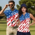 thumbnail image 6 of Uorisanigo US Flag Couple Matching Outfit Mens Golf Shirts Size S Short Sleeve 1/4 Zip Up Shirts for Work Athletic and Womens Zipper Shirt Quick Dry Sleeveless Racerback Workout Tops, 6 of 8