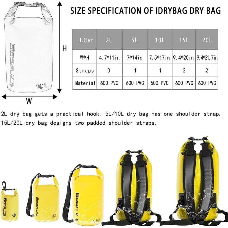 IDRYBAG Waterproof Backpack Dry Bag PVC 30L, Floating Bag Dry Backpack for  Men, Dry Sack Waterproof Bag for Kayaking, Canoeing, Boating, Camping